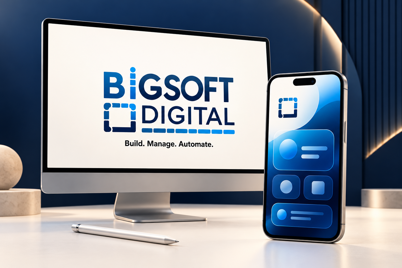 BigSoft illustration: desktop and mobile application